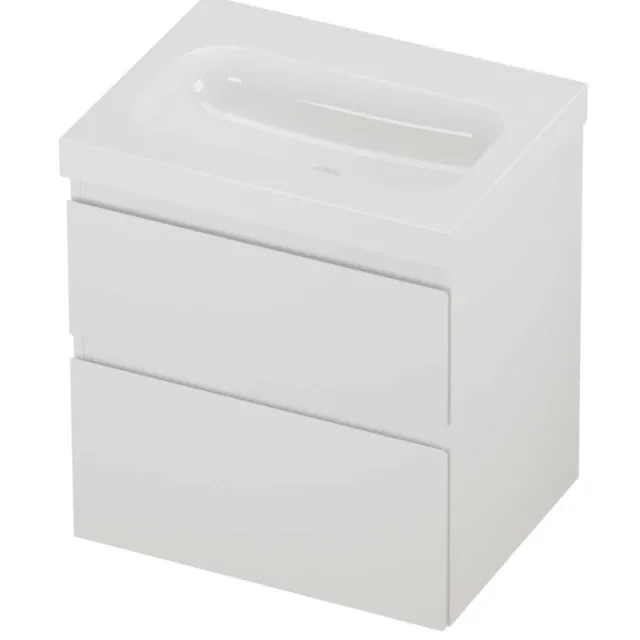 Proline Haga Badmeubelset Polystone Mezza Zonder Kraangat 60x46x66 cm Glans Wit Mat Wit