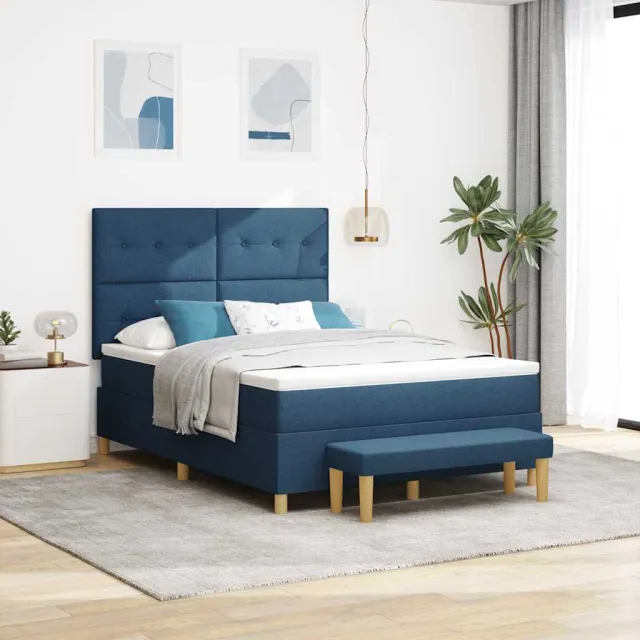 vidaXL Boxspring bed met hoofdeinde Blauw 200 x 160 cm Stof