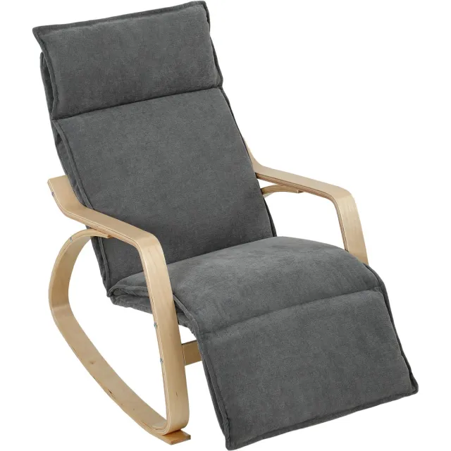 Homcom Rocking Chair-Polyester-106 x 67 x 92 cm-Dunkelgrau Donkergrijs
