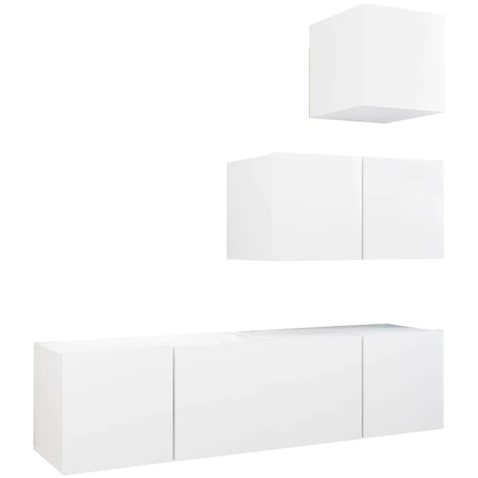 vidaXL 4-delige Tv-meubelset bewerkt hout wit, foto 3