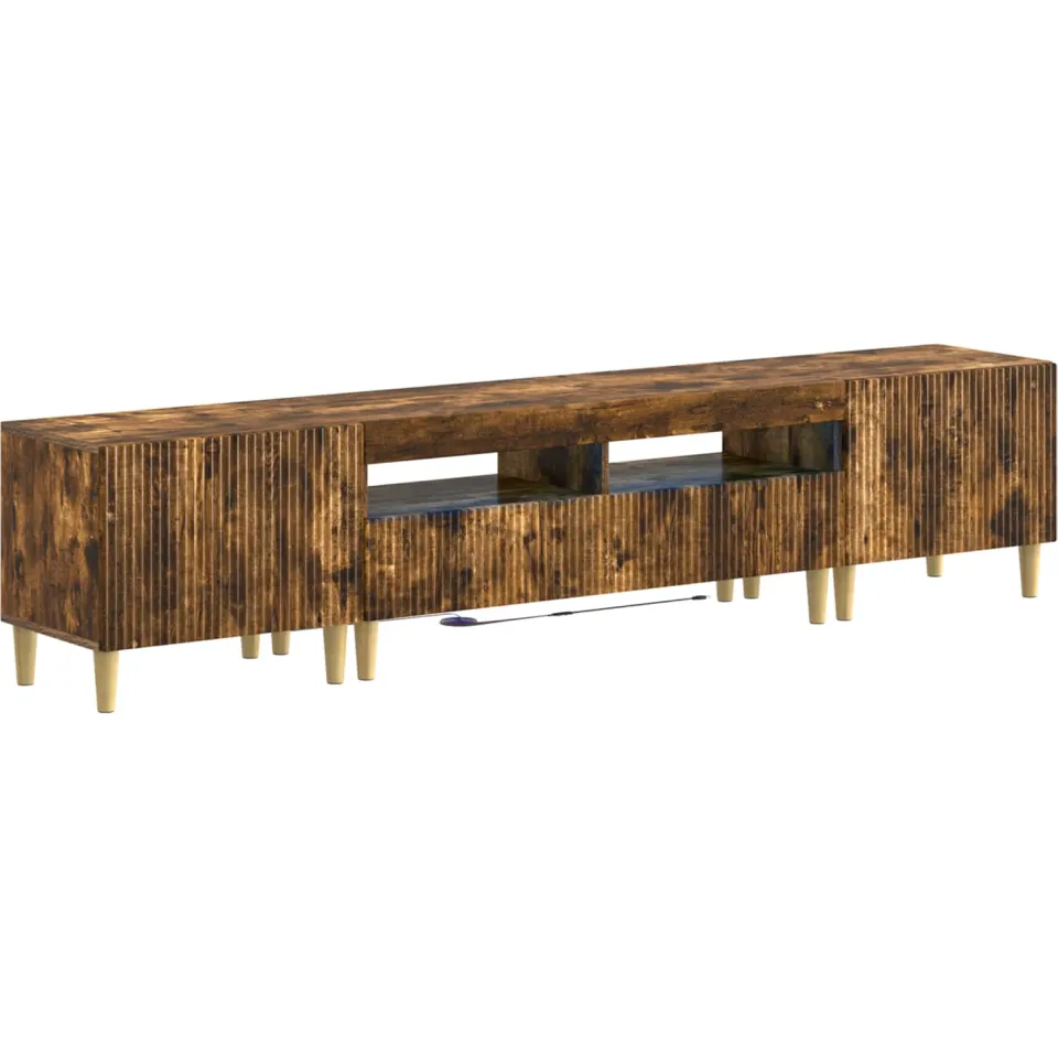 vidaXL 3-delige LED TV-kast ARNHEM 3 st Gerookt eiken Bewerkt hout Bruin