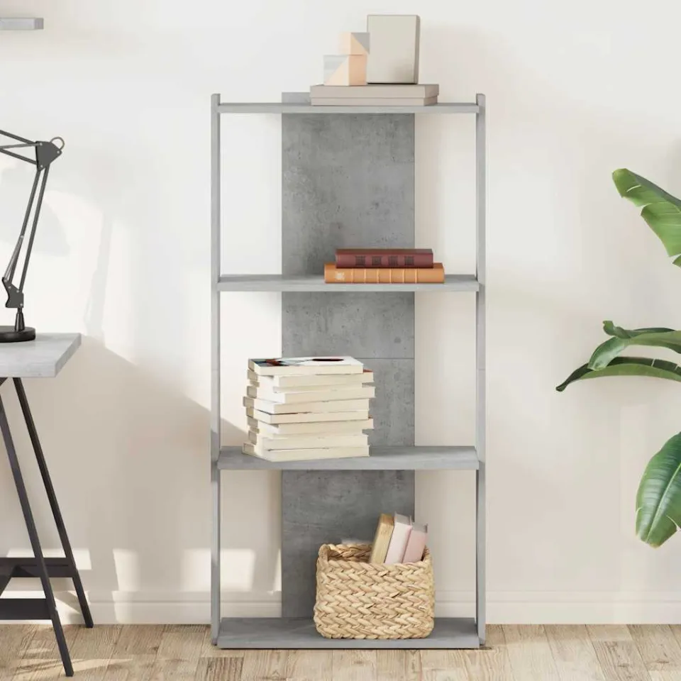 vidaXL Boekenkast 3-laags 60x30x120 cm bewerkt hout betongrijs grijs, foto 2