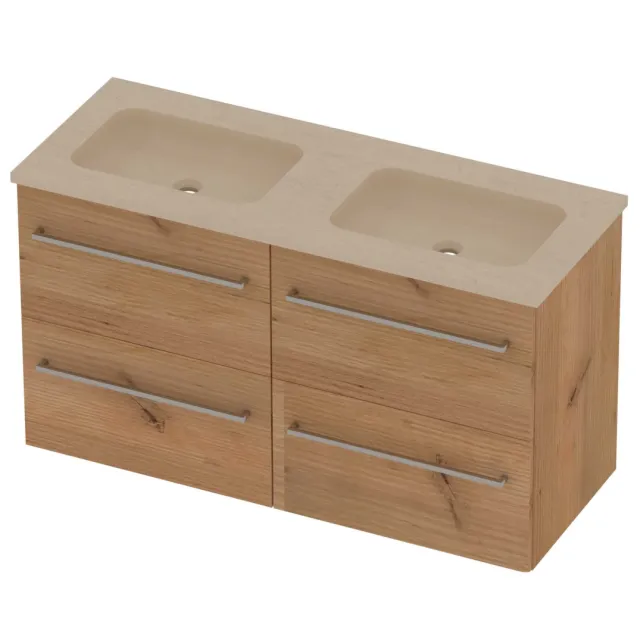 Basic-Line Rocky 46 Badmeubelset Hardsteen 120x46x62 cm R46ssdwo2x600 Whisky Oak Sand Stone Beige