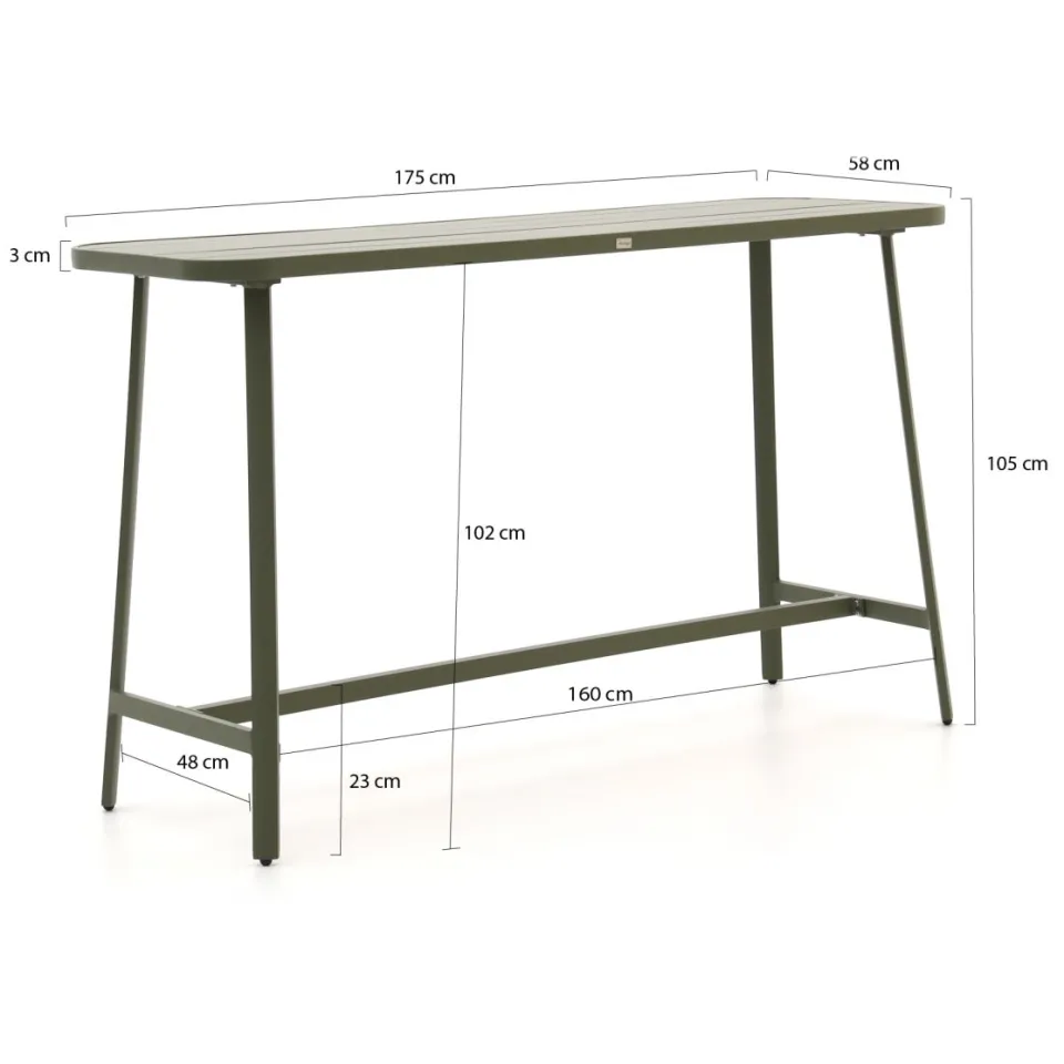 Bellagio tuinmeubelen Bellagio Cino bartafel 175x58x105cm groen, foto 2