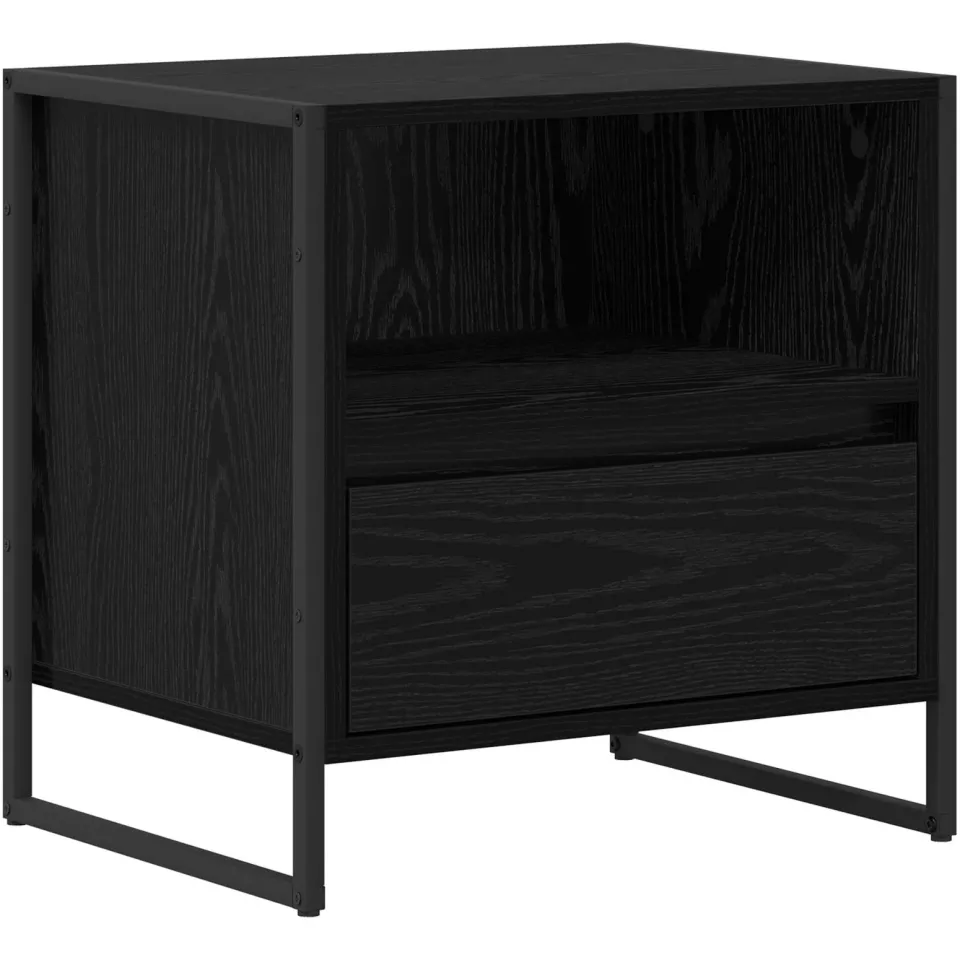 vidaXL Nachtkastje Zwart Eiken 50 x 39,5 x 50 cm Bewerkt hout, foto 3