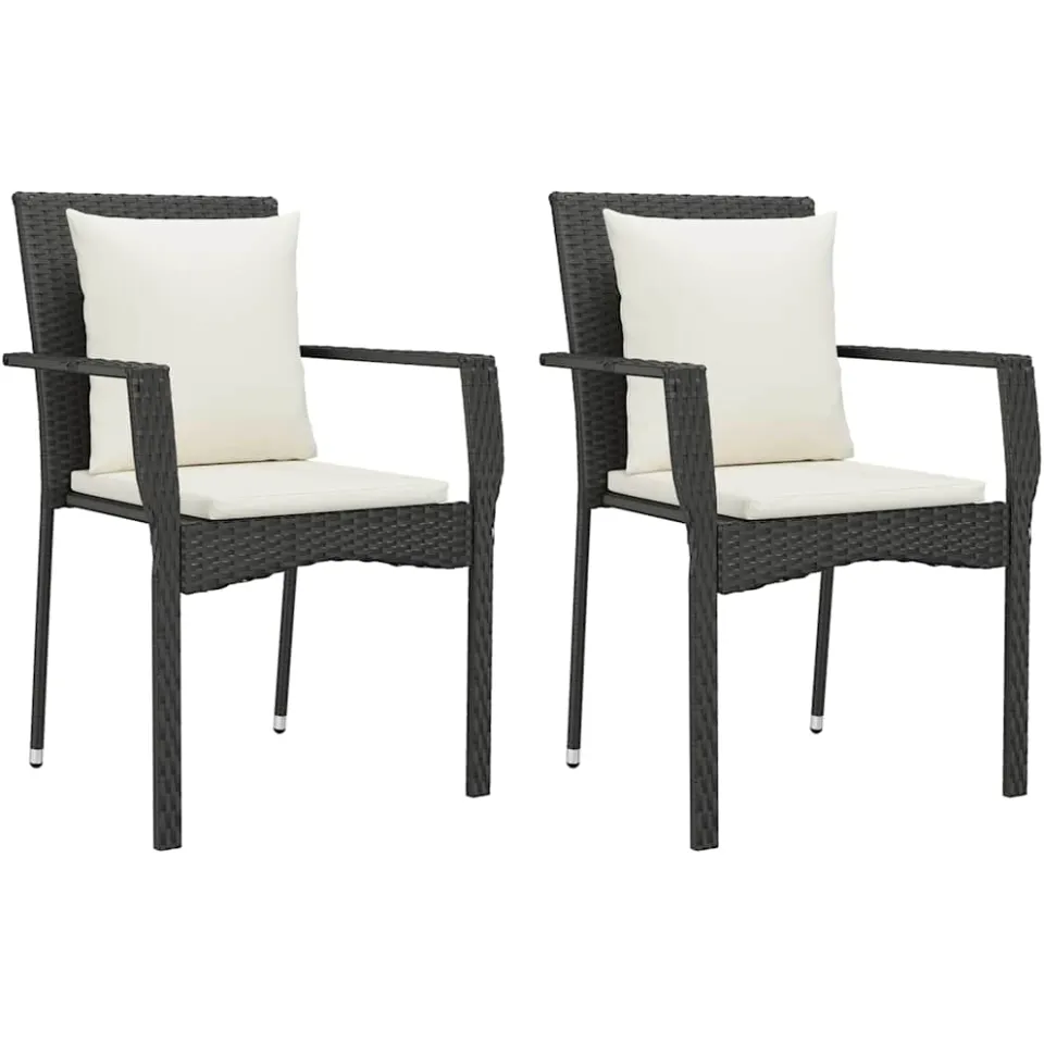 vidaXL 7-delige Tuinset met kussens poly rattan zwart