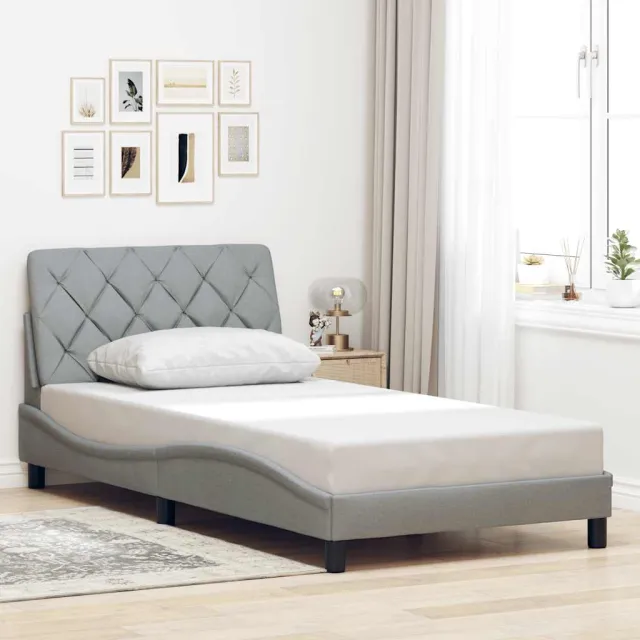 vidaXL Bedframe zonder matras 100x200 cm stof lichtgrijs grijs