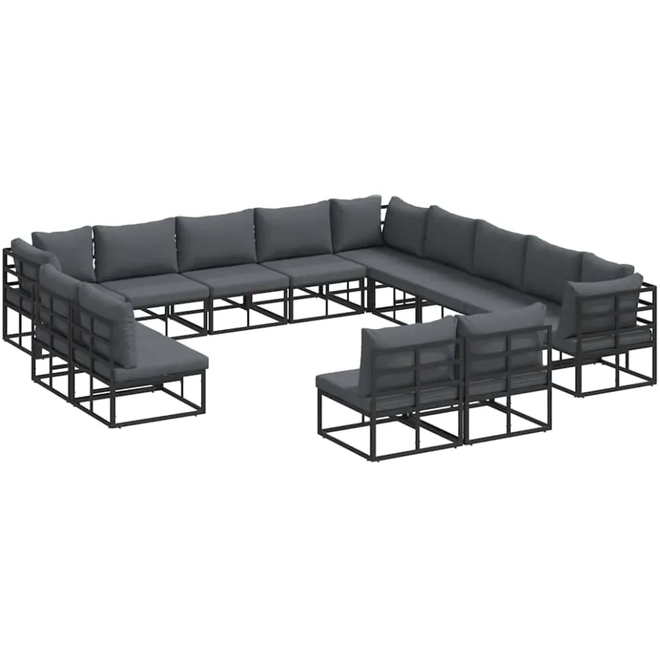 vidaXL Tuinbankenset 13 st Zwart Aluminium