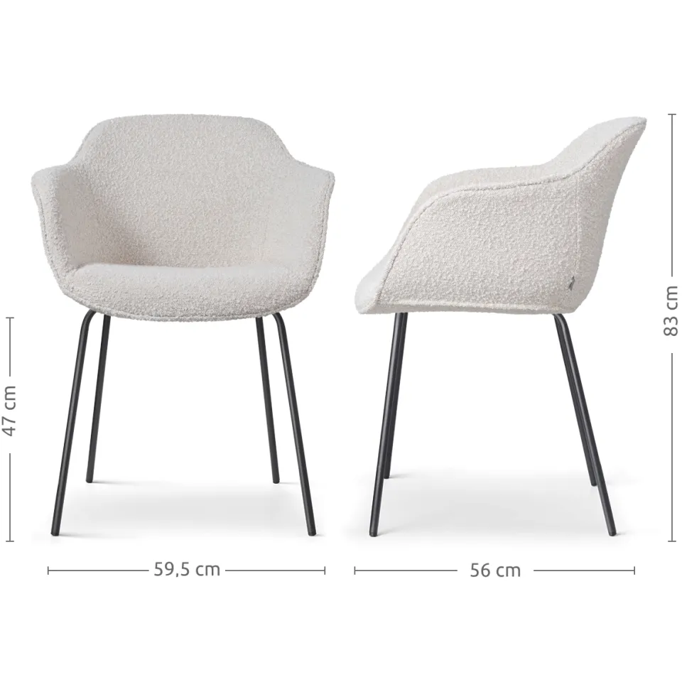 Nolon Nora-Mare eetkamerstoel bouclé beige - zwart onderstel