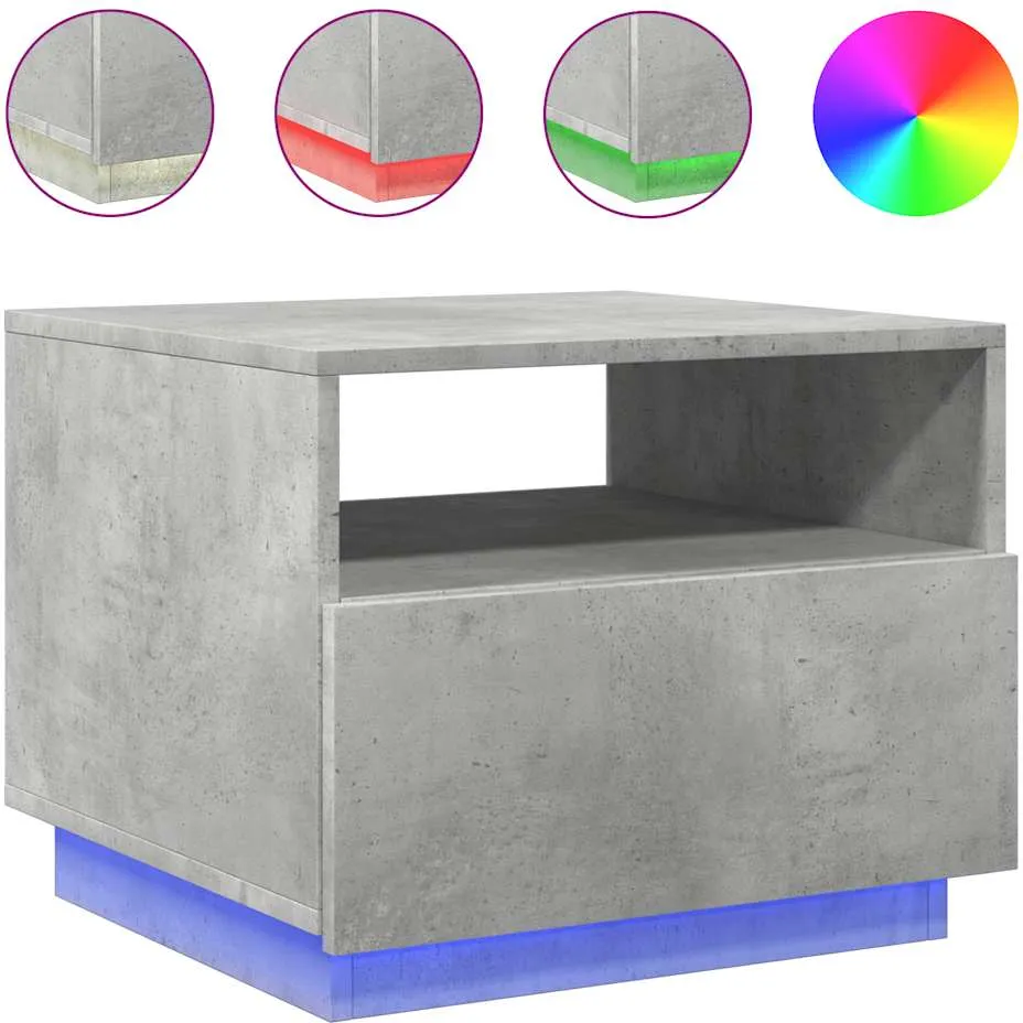 vidaXL Salontafel met LED-verlichting 50x49x40 cm betongrijs