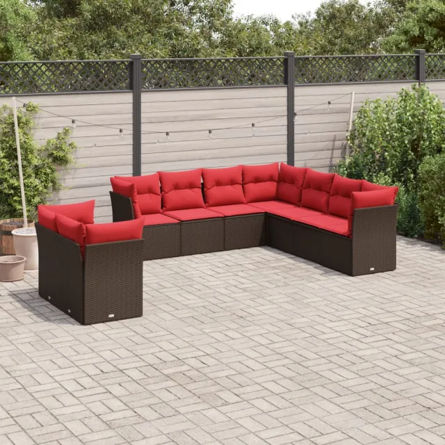 vidaXL 9-delige tuinbankset met kussens, bruin polyrotan, foto 2