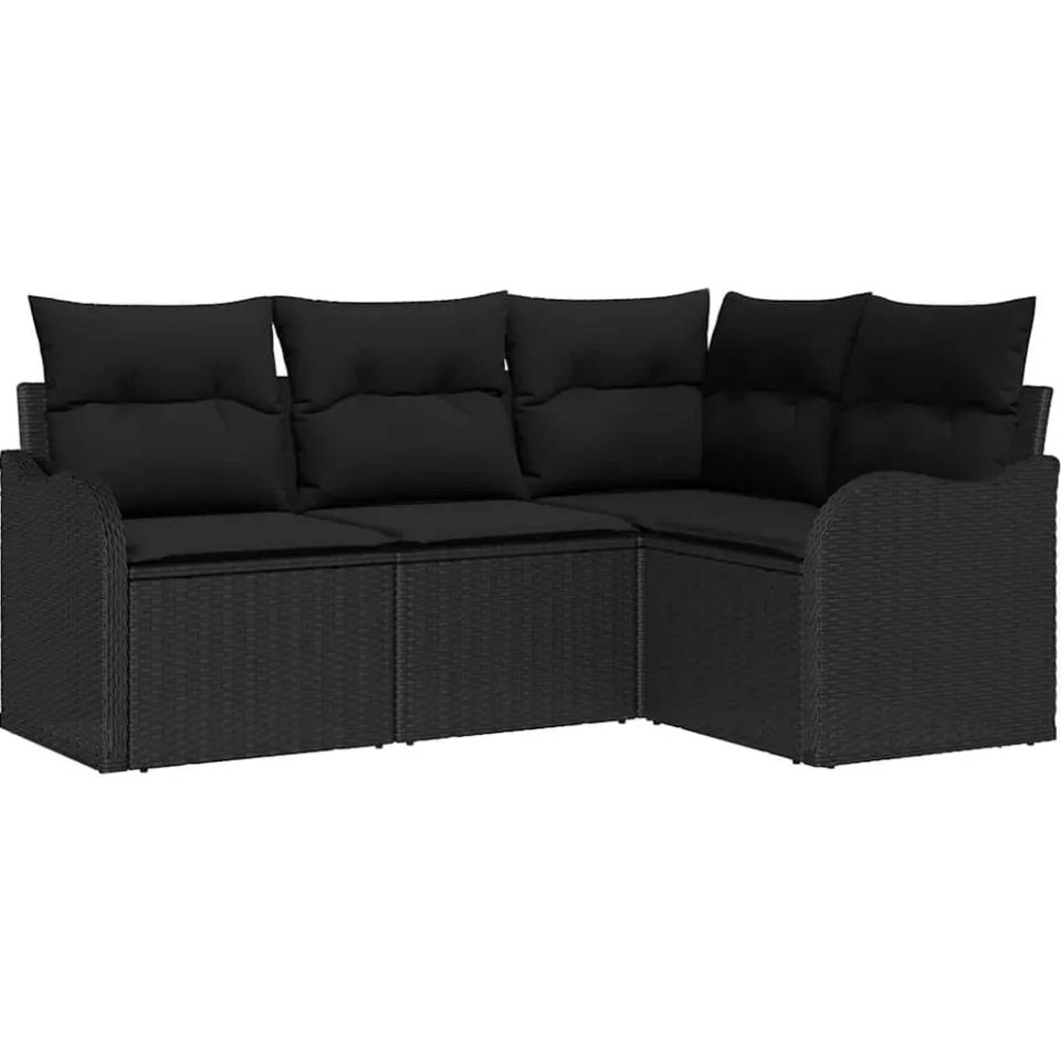 vidaXL Tuin Sofa Set Zwart poly rattan