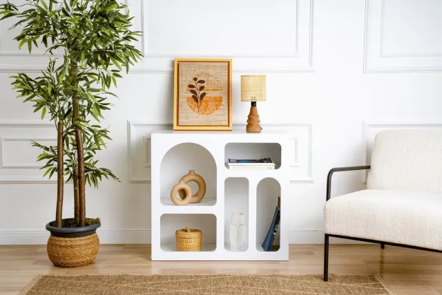 Vente-unique Sidetable met 5 nissen - Wit - LUELA