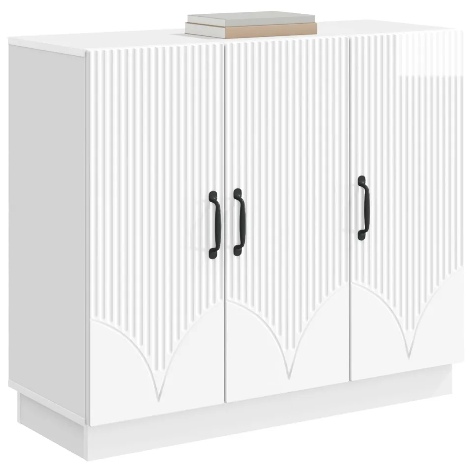 vidaXL Dressoir Hoogglans Wit 89 x 34,5 x 77 cm Bewerkt hout