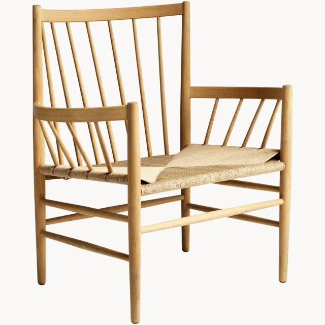 FDB Møbler Handgeweven armstoel J82 van eikenhout Beige