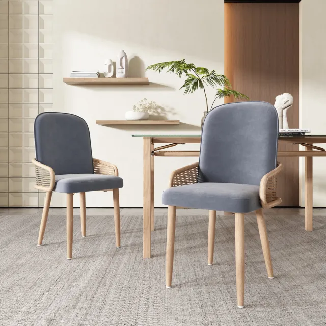 CHICFURN Eetkamerstoel - Set van 2 - Met armleuningen - Grijs