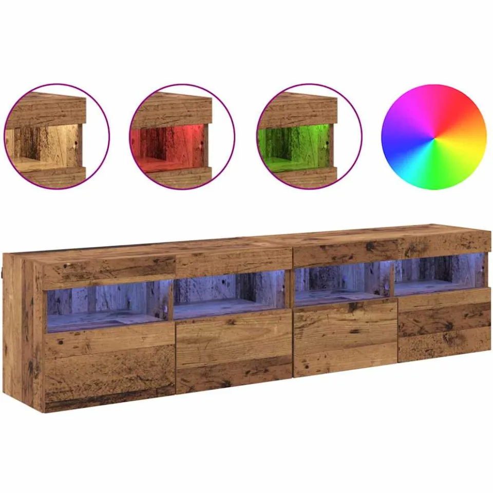 vidaXL TV Wandkasten 2 st Oud Hout Bewerkt hout bruin, foto 4