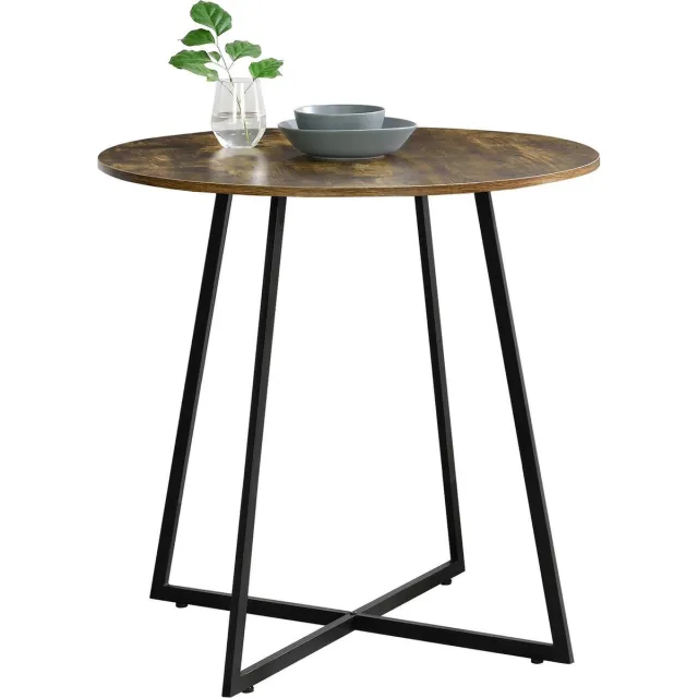 en.casa Eettafel Vaggeryd rond 78x80 cm zwart en houtkleurig zwart en houtkleurig donker