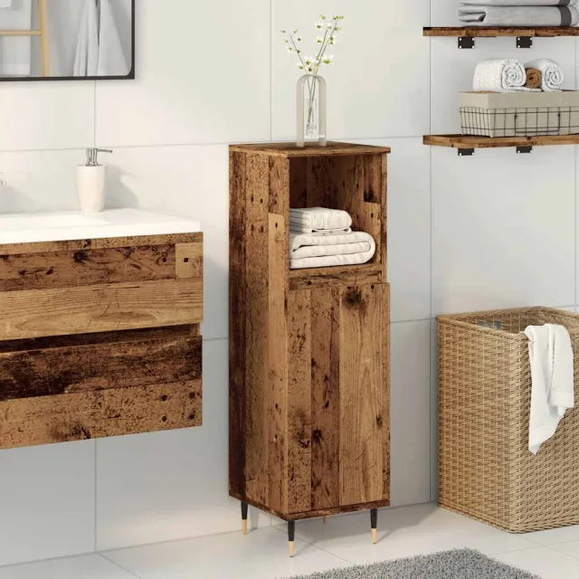 vidaXL Badkamerkast 30x30x100 cm bewerkt hout oud houtkleurig bruin, foto 2