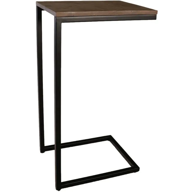 Lizzely Garden & Living Bijzettafel industrieel Jerry 70cm walnoot duurzaam mangohout laptoptafel mango side table