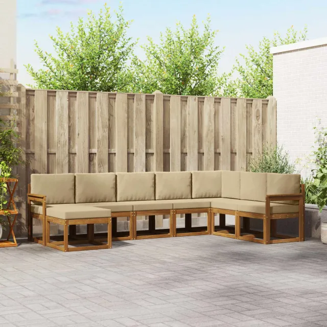 vidaXL Buiten bankenset 8 st 8-zits Natuurlijk en Beige