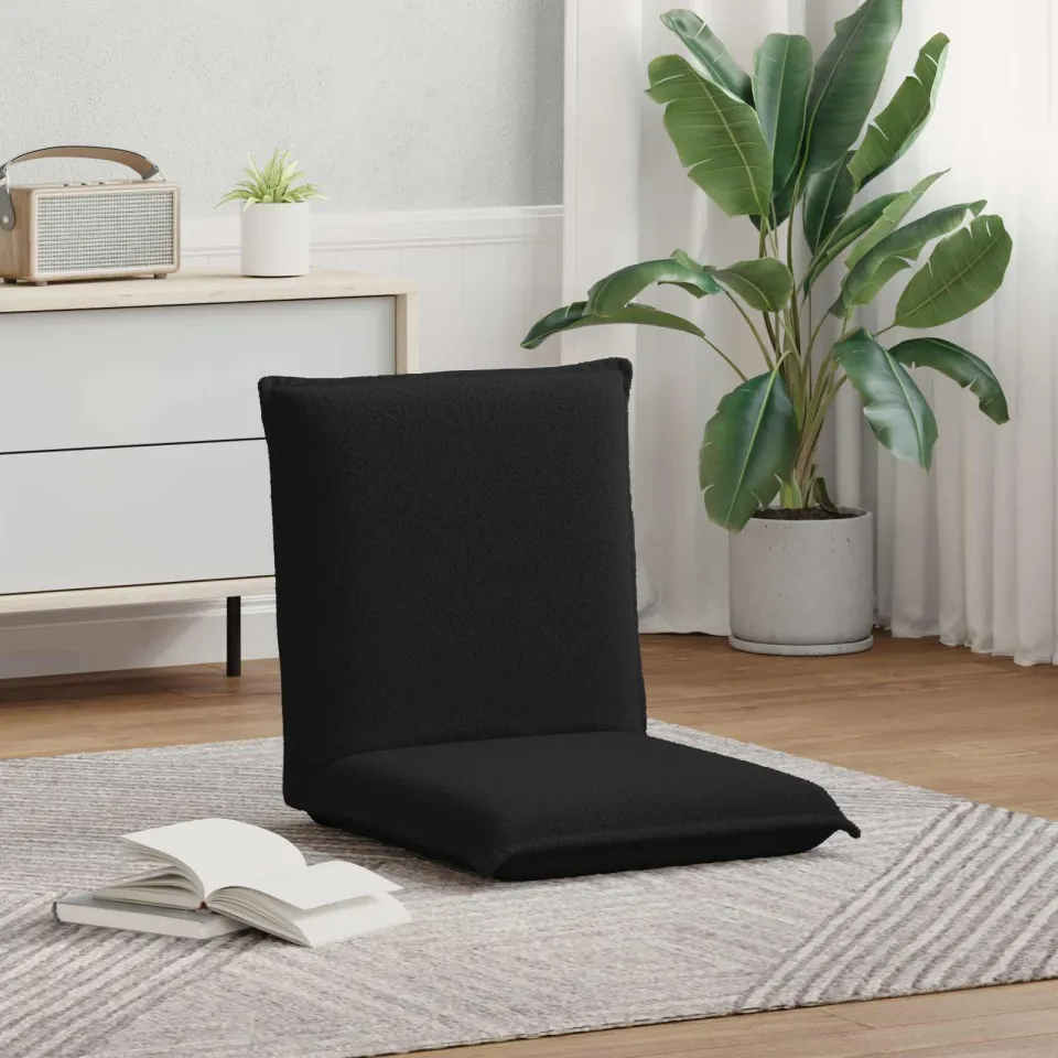 vidaXL Verstelbare vlo stoelen Zwart Schapenstof, foto 2