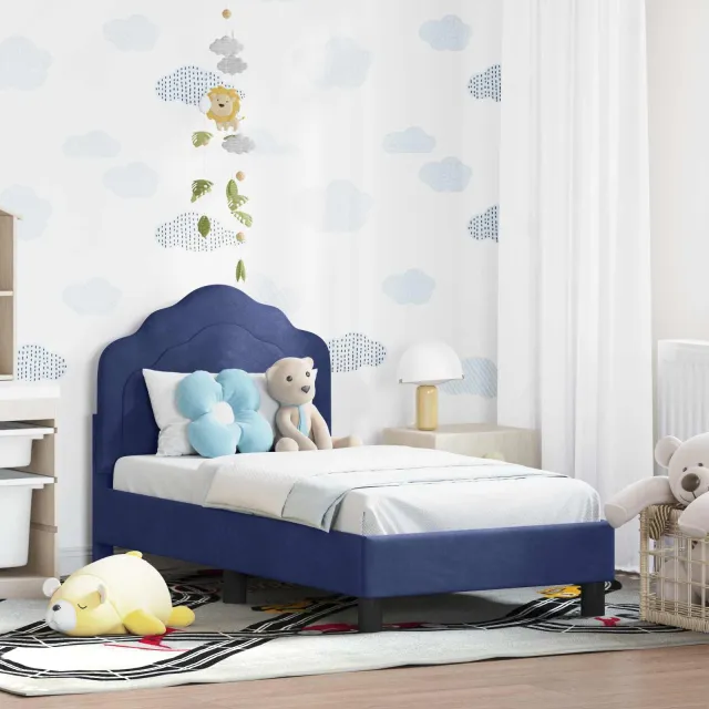 vidaXL Peuterbedframe met hoofdbord Politieblauw 70 x 140 cm Fluweel