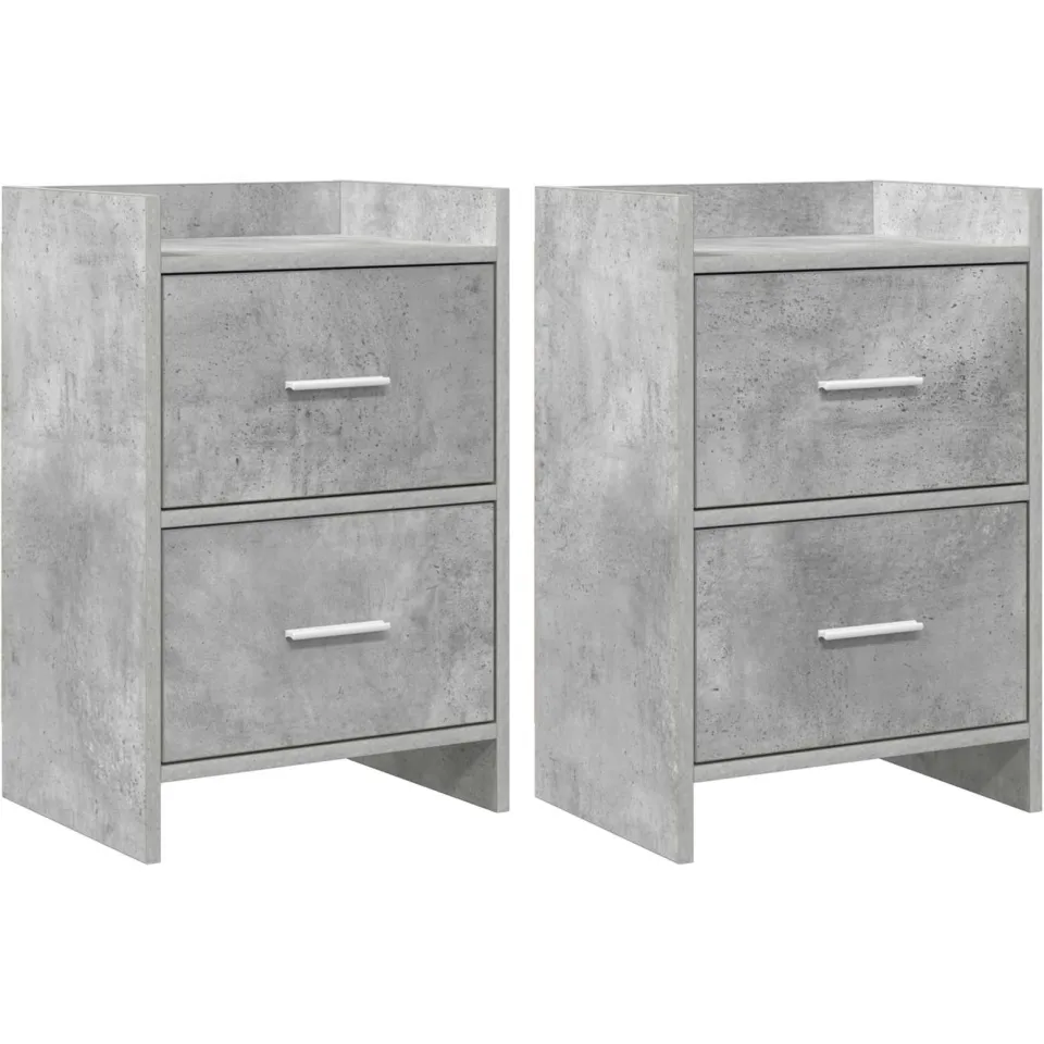 vidaXL Nachtkastjes 2 st Betongrijs 40 x 30 x 60 cm Bewerkt hout grijs, foto 3