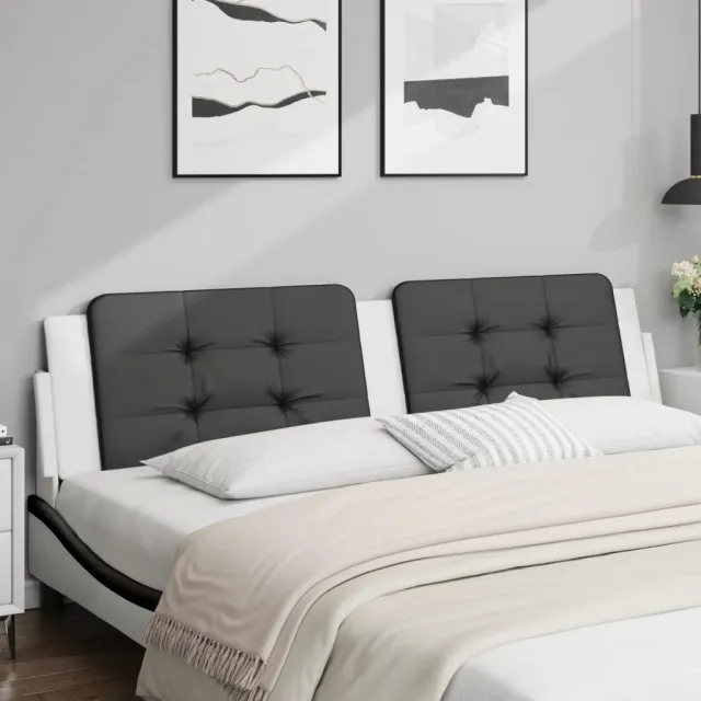 vidaXL Hoofdbordkussen "Zadar" 200 cm kunstleer zwart en wit