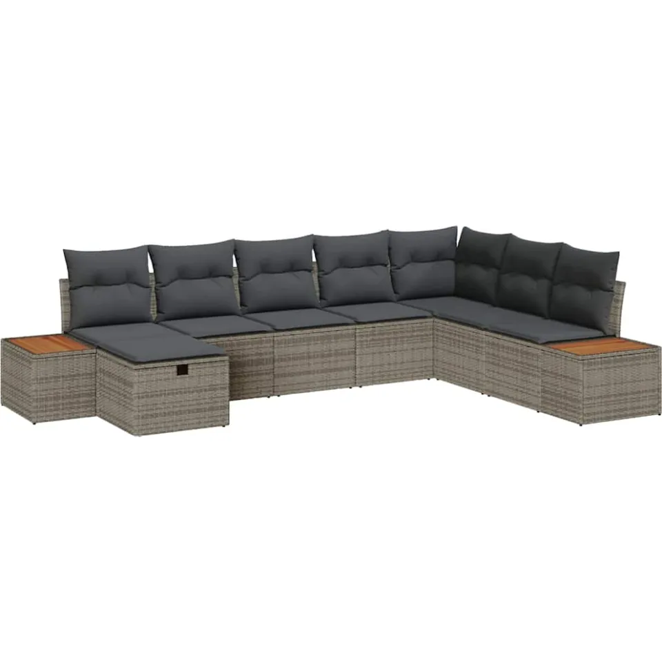 vidaXL Tuin Sofa Set met kussen met opslag Grijs poly rattan