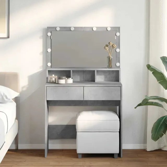 vidaXL Kaptafel met LED 80x41x134,5 cm betongrijs