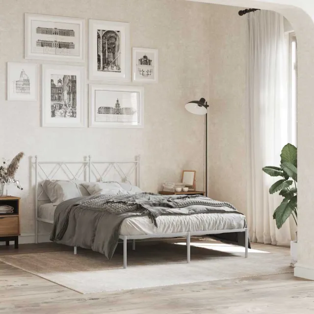 vidaXL Bedframe met hoofdbord metaal wit 120x200 cm