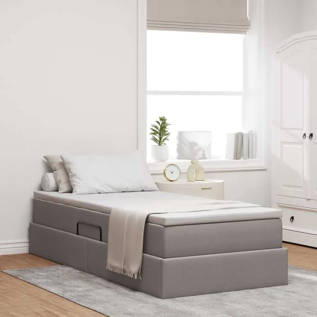 vidaXL Opslag bed met matras met opslag Taupe 90 x 200 cm Polyester