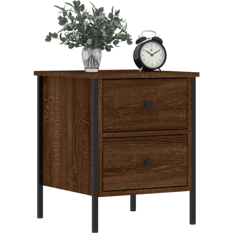 vidaXL Nachtkastjes 2 st 40x42x50 cm bewerkt hout bruin eikenkleur