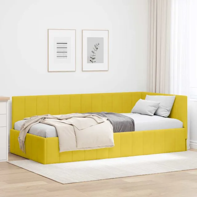 vidaXL Hoekbedframe Geel 90 x 200 cm fluweel