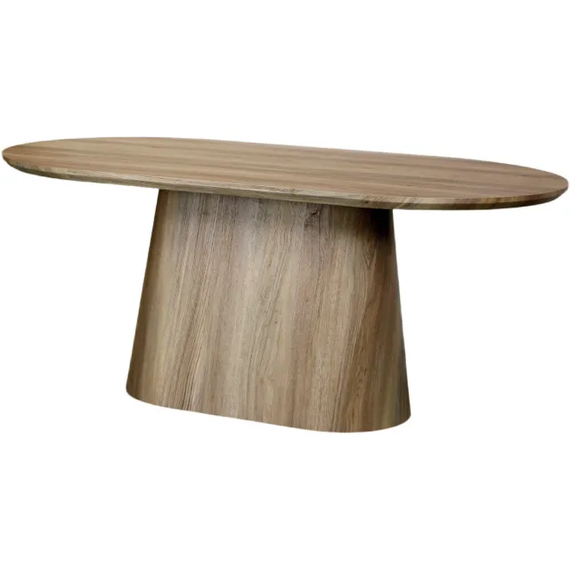 Lizzely Garden & Living Eettafel Japandi ovaal Saga 180cm lichtbruin MDF ovale eetkamertafel