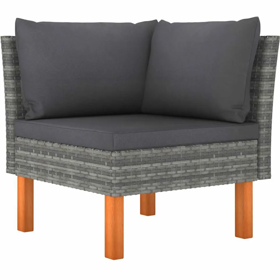 vidaXL 9-delige Loungeset met kussens poly rattan grijs