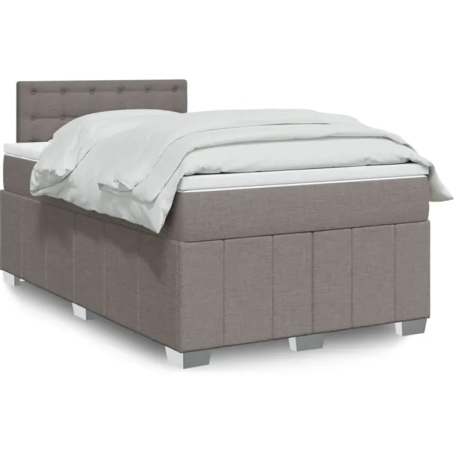 vidaXL Boxspring met matras stof taupe 120x190 cm