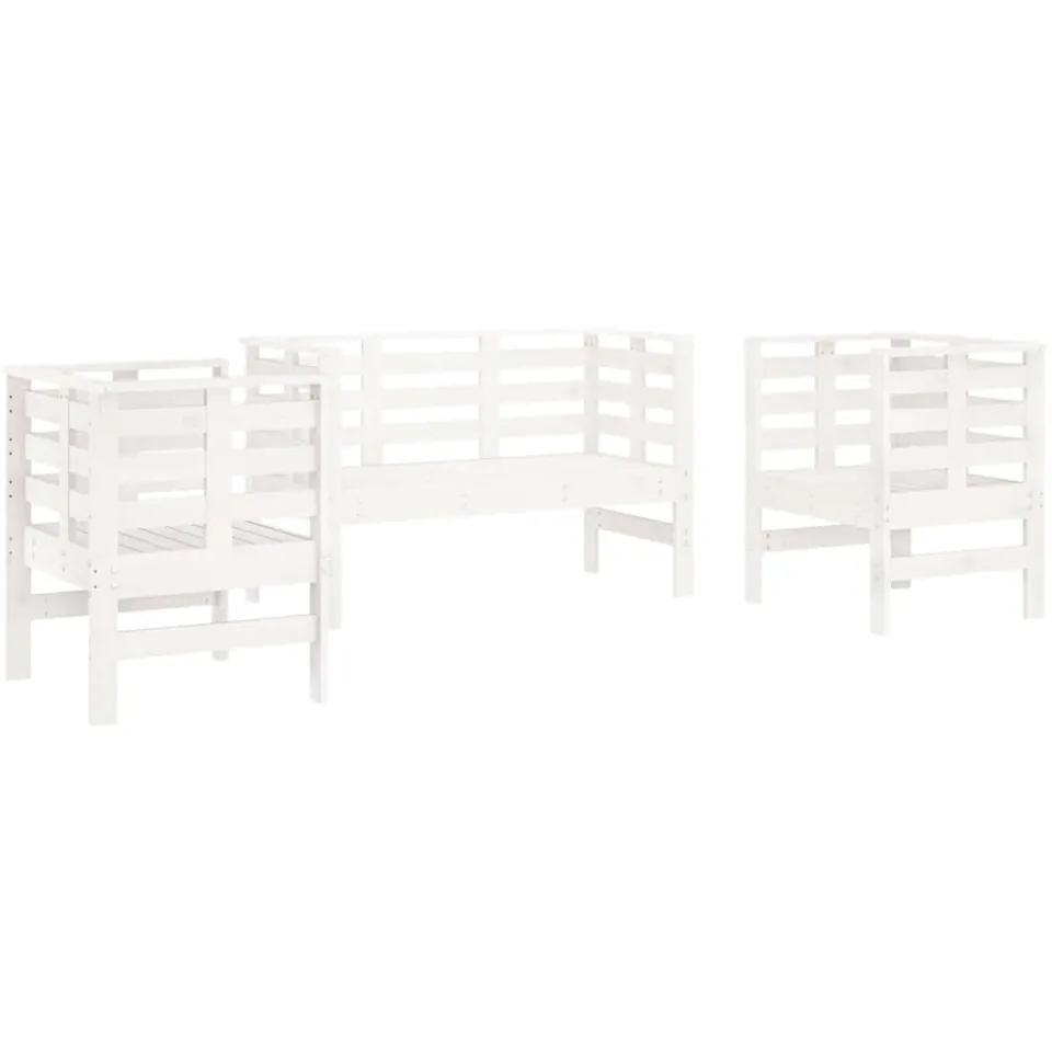 vidaXL 3-delige Loungeset massief grenenhout wit