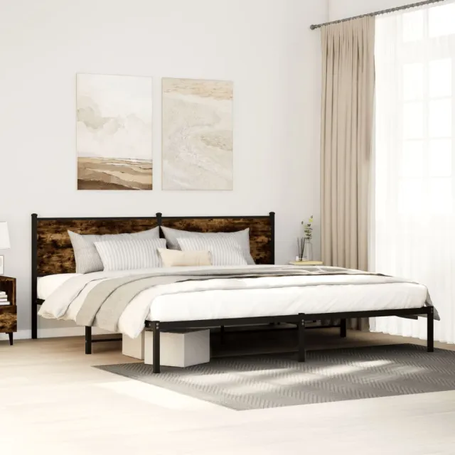 vidaXL Bedframe zonder matras metaal gerookt eikenkleurig 193x203 cm