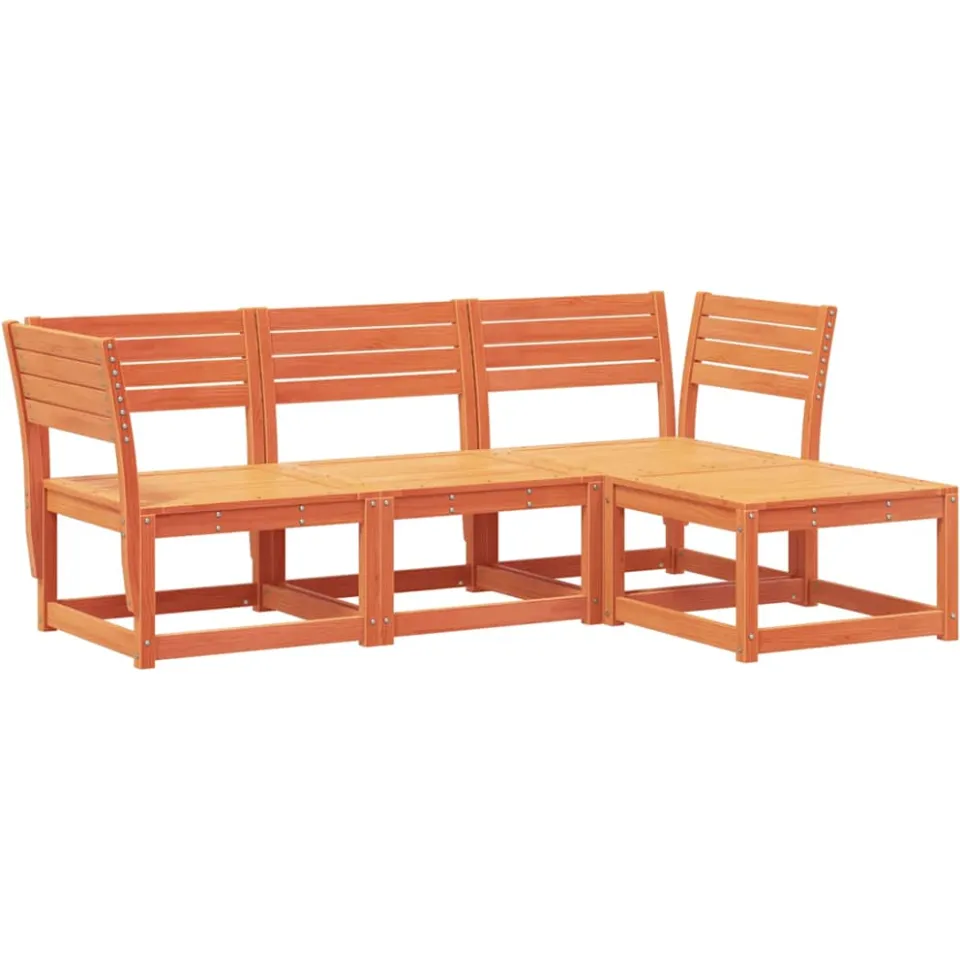 vidaXL 4-delige Loungeset massief grenenhout wasbruin bruin, foto 3