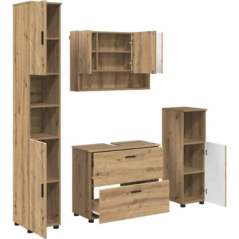 vidaXL Badkamermeubelset 4 st Artisan Eiken 35 x 30 x 192 cm Bruin