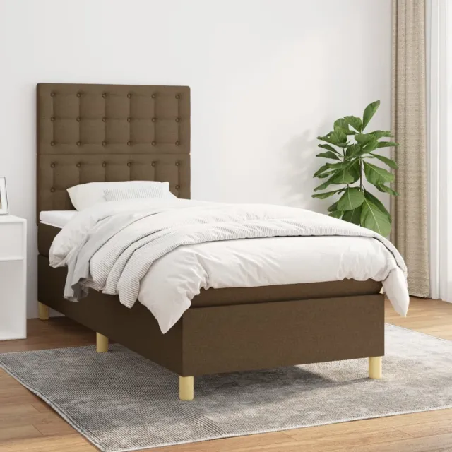 vidaXL Boxspring met matras stof donkerbruin 80x200 cm bruin
