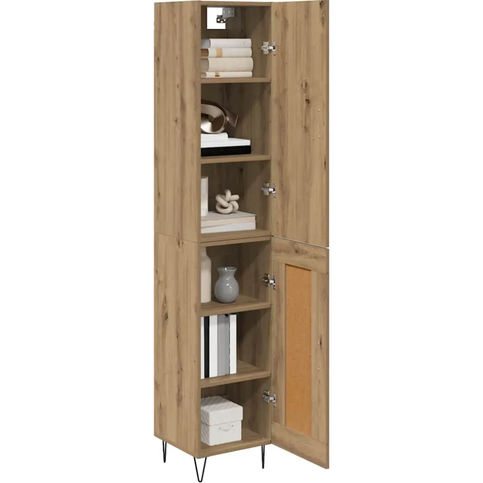 vidaXL Highboard Artisan Eiken 34,5 x 34 x 90 cm Bewerkt hout Bruin