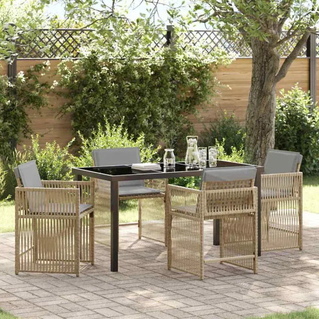 vidaXL Tuin eettafelset 5 st Beige poly rattan, foto 2