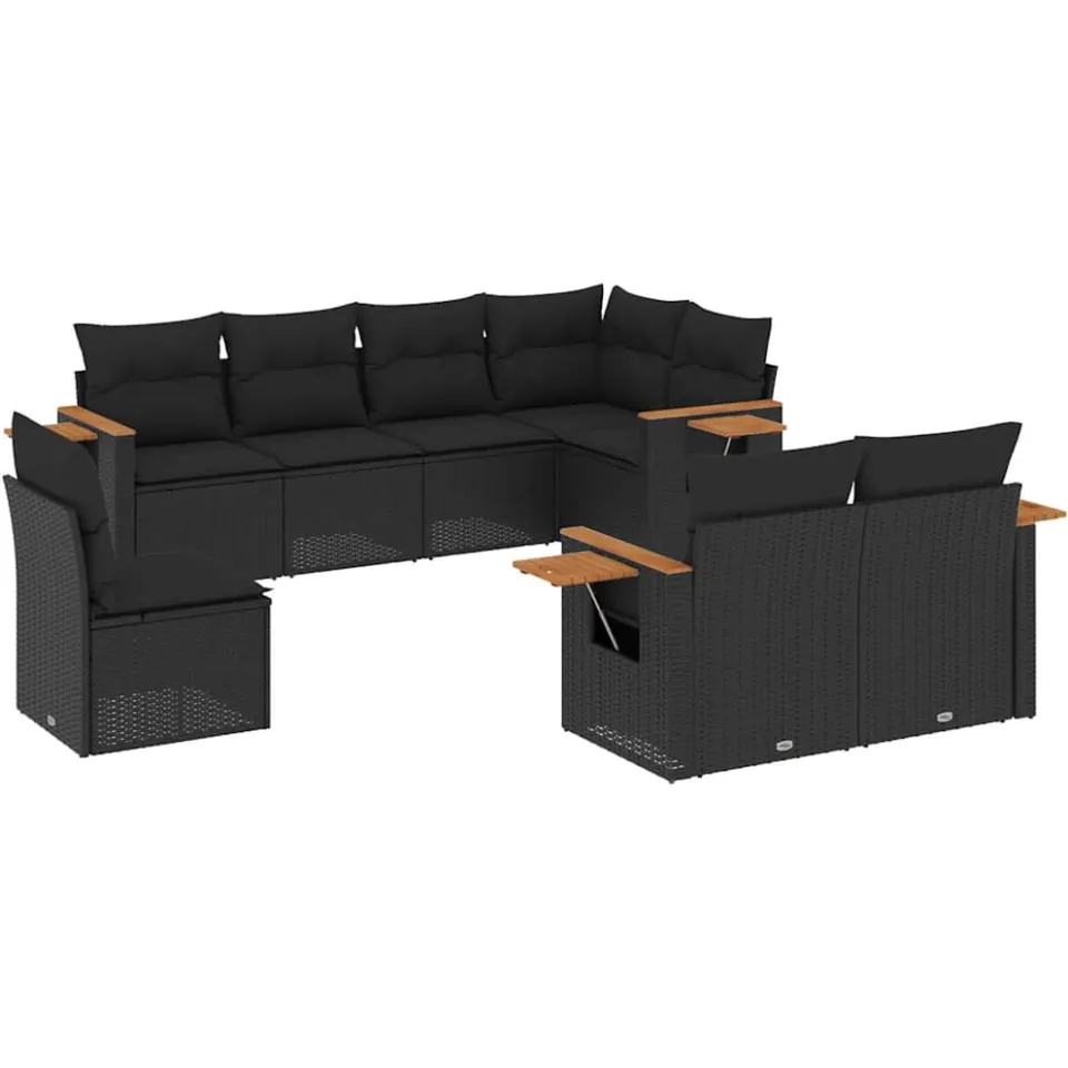 vidaXL Patio Sofa Set 8-zits Black, foto 3