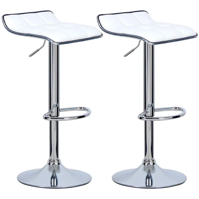 Happyment Barkrukken Jilo - Set van 2 - Keuken - Wit - Barstoelen - Verstelbaar in hoogte - Zithoogte 62-84cm