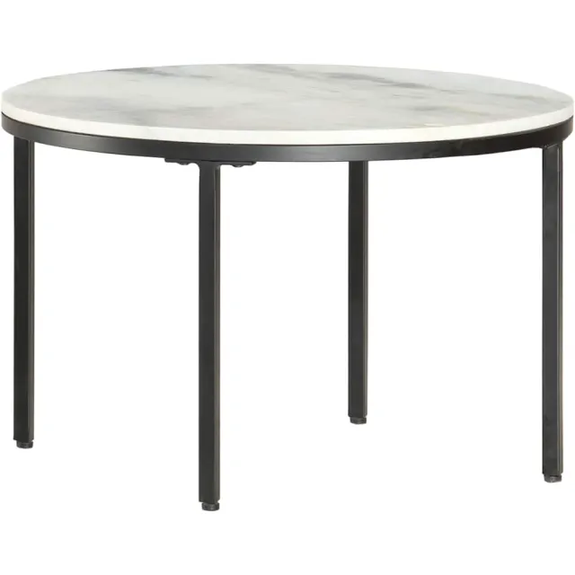 vidaXL Salontafel Ø65 cm echt massief marmer wit en zwart
