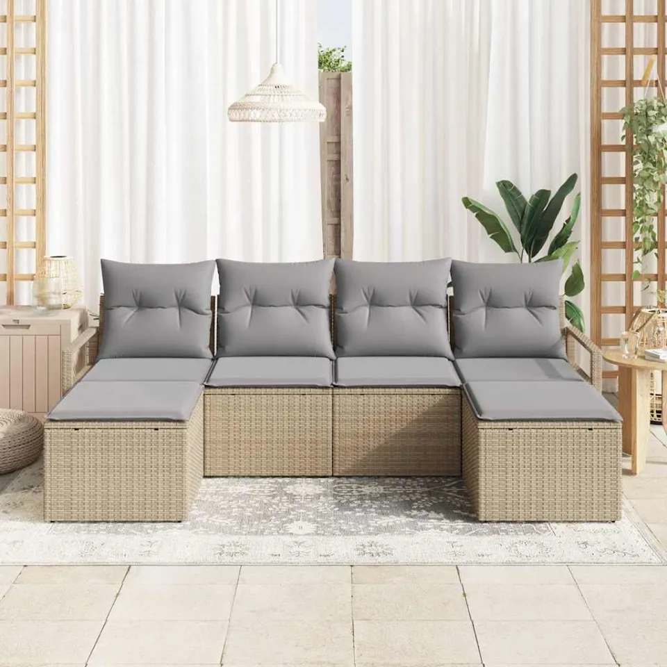 vidaXL Bankstel 6 st Beige poly rattan, foto 3
