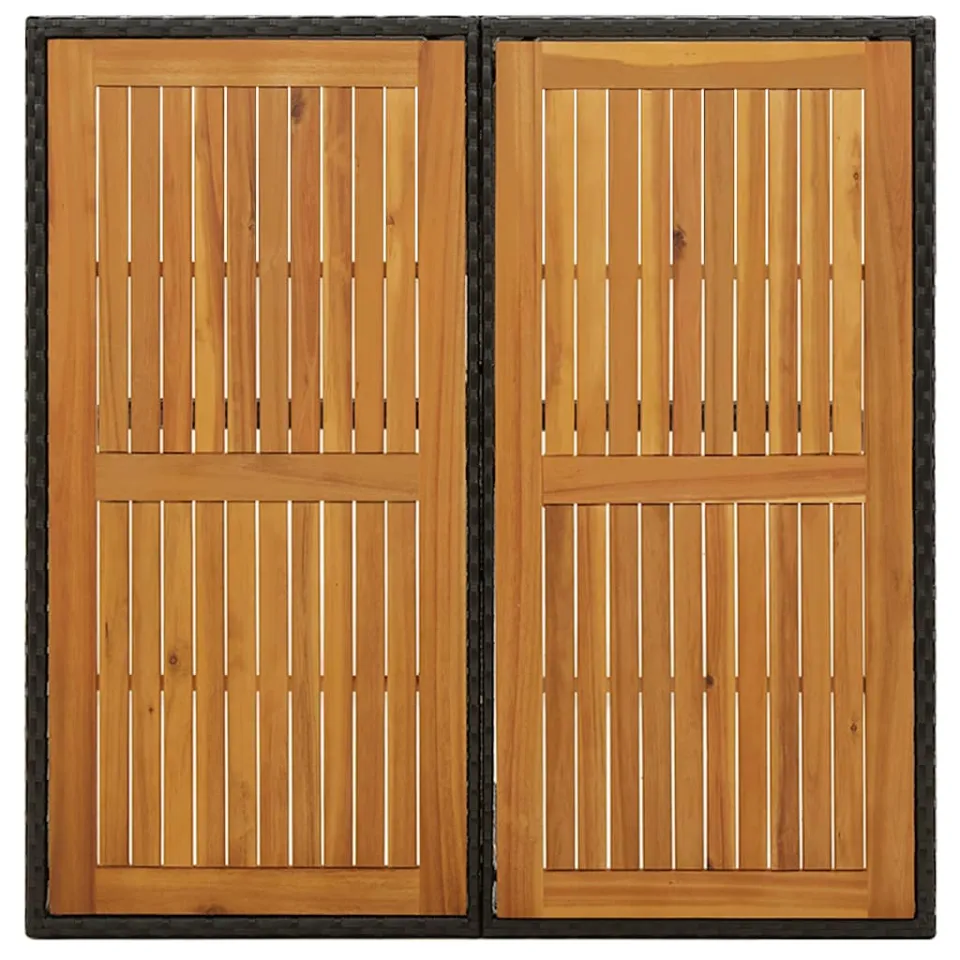 vidaXL Tuintafel 109x107x74 cm poly rattan en massief acaciahout zwart, foto 3